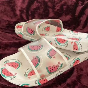 Watermelon fashion slides, perfect for a day in the sun.